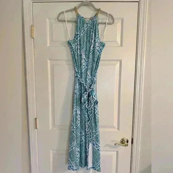 Lilly Pulitzer Dresses & Skirts - EEUC Women’s Lilly Pulitzer Bingham Halter Midi Dress, Prism Blue Size Small